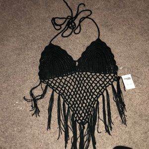 Black crochet summer top